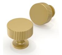 Asimerdeco 10 Pack Brushed Gold Cabinet Knobs 28mm Round Kitchen Solid Zinc Alloy Drawer Knobs