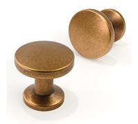 Asimerdeco 20 Pack Antique Brass Cabinet Knobs 30mm Round Kitchen Solid Zinc Alloy Drawer Knobs
