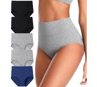 ASIMOON High Waisted Underwear for Women Tummy Control Panties Postpartum Briefs Stretch Cotton Underwear Packs Woman, Multicolor-a 5 Pack, L