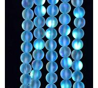 Asingeloo 48PCS 8mm Natural Sky Blue Mystic Aura Quartz Gemstone Frosted Matte Titanium Round Loose Spacer Beads 15 inch Full Strand Crystal Healing Power Quartz