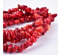 Asingeloo 5-8mm 34 inches Natural Crystal Red Coral Stone Beads for Jewelry Making Tumbled Drilled Irregular Gravel Gemstones Chips Stone Beads by Strand