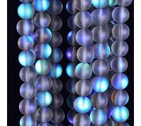 Asingeloo 60PCS 6mm Natural Gray Mystic Aura Quartz Gemstone Frosted Matte Titanium Round Loose Spacer Beads 15 inch Full Strand Crystal Healing Power Quartz