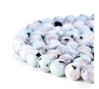 Asingeloo Natural 8mm Kiwi Jasper Gemstones Smooth Round Stones Beads for Jewelry Making Crystal Energy Stone Healing Power 15" a Strand (45~48pcs)