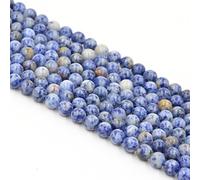Asingeloo Natural Blue Spot Jasper Gemstone Loose Round Beads 15.7 Inch 8mm Crystal Energy Stone Healing Power for Jewelry Making
