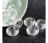 Asingeloo Natural Clear Crystal Quartz Stone Beads Large Hole (5-6mm) Polished Rondelle European Beads for Charm Bracelets,Jewelry Making, 8X14mm,Pack of 25