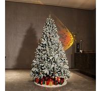 Asinse 5ft/150cm Pre-Lit Snow Flocked Christmas Tree - Premium Artificial Spruce Hinged Xmas Tree with 220 Multicolor LED Lights, White Heavy Snow Flocking,Easy to Assemble with Metal Stand