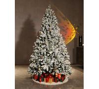 Asinse 5ft Pre-Lit Snow Flocked Christmas Tree with 220 Chasing Warm LED Lights - Premium Artificial Spruce Hinged Xmas Tree