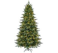 Asinse 7ft Premium Pre-Lit Christmas Tree with 450 Built-In Warm White LED Lights, 8 Lighting Modes, Full Realistic Spruce Pine Xmas Tree with 1030 PE+PVC tips, for Home Office Party, Quick Setup