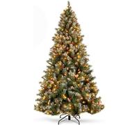 Asinse Artificial Christmas Tree Pre Lit Xmas Tree 250 LED Luxury Higned Tree 800 Tips with 50 Berries and 50 Pine Cones, Home Holiday Party Decorations (5FT/150CM)