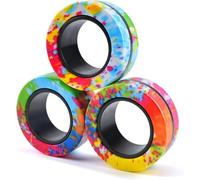 ASIOWELY Magnetic Rings Fidget Toys Adults,3 PCS Fidget Spinners for ADHD Anxiety Stree Relief,Fidget Rings Magnet Finger Set,Birthdays Gifts Toys for 3-6-8 12 + Year Old Boys Girl Kid Teen Men Woman