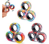 ASIOWELY Magnetic Rings Fidget Toys Adults,9 PCS Fidget Spinners for ADHD Anxiety Stree Relief,Fidget Rings Magnet Finger Set,Birthdays Gifts Toys for 3-6-8 12 + Year Old Boys Girl Kid Teen Men Woman