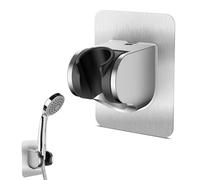 ASIRYVA 1 Pcs Adjustable Shower Holder Bracket, Universal, Strong Adhesive Shower Head Holders Chrome Plated, No-Drill ABS Wall Mount for Home & Bathroom (Silver)