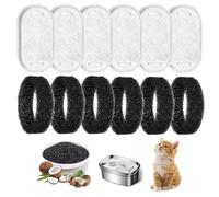 ASIRYVA 12Pcs Cat Water Fountain Filters, Cat Fountain Filters with 6Pcs Activated Carbon Filter and 6Pcs Foam Filter, Applies to 2L/3.2L Cat Filters for Water Fountain