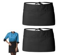 ASIRYVA 2 Pcs Black Waist Apron With 3 Pockets, Anti-drift Waist Apron For Home Kitchen Restaurant Work, Chef, Waiter, Cooking, Baking