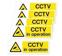 ASIRYVA 5 Pcs CCTV In Operation Sign, Self-Adhesive, Weatherproof CCTV Stickers, Warning Signs for Indoor/Outdoor Use(15cm x 5cm)