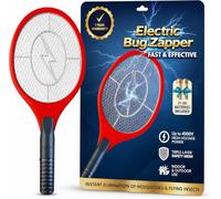 ASISNAI Bug Zapper 18" Electric Fly & Mosquito Swatter Racket - Outdoor/Indoor Killer for Flies, Battery-Operated Tennis Killing Zap, 3000 Volts Electronic Catcher, 2 AA Batteries Included - Red