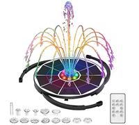 ASITIN 5.5W LED Solar Water Fountain is Equipped with 3000mAh Battery, Fountain Pump is Equipped with 6 Nozzles and Remote Control, Solar Water Features for Bird Baths, Gardens, Ponds, and Pools
