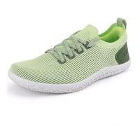 ASITVO Women's Wide Barefoot Zero Drop Sole Minimalist Width Toe Box Walking Shoes Sneakers Colourful Knit Upper, Green, 2.5 UK Wide