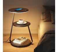 Asiwnshw Bedside Table Lamp with Cordless Charging, Nightstand Lamp End Table, Nightstand Light Lamp, LED Coffee Table Floor Lamp for Living Room, Dorm, Home Office