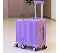 Asiwnshw Hardside Children's Carry-on Luggage, PC+ABS Ride-On Suitcase W/Combination Lock, 360° Silent Spinner & Foldable Pedal, Lightweight Travel Luggage for Travel Study Tours(Purple,18")