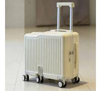 Asiwnshw Hardside Children's Carry-on Luggage, PC+ABS Ride-On Suitcase W/Combination Lock, 360° Silent Spinner & Foldable Pedal, Lightweight Travel Luggage for Travel Study Tours(White,18")