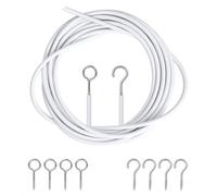 ASIWUJING Curtain Wire 2 Metres Net Curtain Wire Cord Cable with 4 Hooks and 4 Eyes