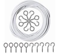 ASIWUJING Curtain Wire 4 Metres Net Curtain Wire Cord Cable with 6 Hooks and 6 Eyes…