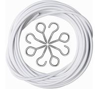 ASIWUJING Net Curtain Wire and Hooks Set, 10M Net Curtain Wire with 25pcs Eye Bolts and 25pcs Screw-in Hooks for Net Curtain Rod