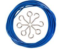 ASIWUJING Net Curtain Wire and Hooks Set, 10M Net Curtain Wire with 30pcs Eye Bolts and 30pcs Screw-in Hooks for Net Curtain Rod(blue)