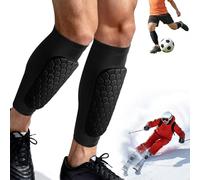 Asixxsix 1 Pair Soccer Shin Guards, Beehive EVA Cushioning (Black)