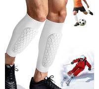 Asixxsix 1 Pair Soccer Shin Guards, Beehive EVA Cushioning (White)