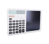 Asixxsix 12 Digit Desktop Calculator with 7 Inch Writing Pad, Dual Power Solar Battery Powered Math Tool, Portable for Office School Business Home (White)