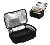 Asixxsix 12V Car Food Warmer, Portable Electric Lunch Box with Automatic Temperature Control and Foldable Design for Reheating Meals in Car Truck RV Camping Travel Work, Plug and Play