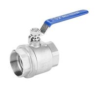 Asixxsix 2 Inch Ball Valve, 304 Stainless Steel Full Port Two Piece Female Thread Ball Valve DN50 1000 WOG, with Blue Locking Handle for Water Oil Non Flammable Gas