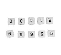 Asixxsix 20 Pieces Dice Set, 0.6in 6 Sided Number Dice, Colorful Plastic Game, Small Multicolor, with Clear Numbers, for DND PRG Table Games, Mth Teaching Classroom Suply (White)