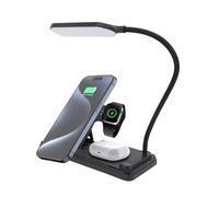Asixxsix 3 in 1 Wireless Charging Station for Multiple Devices, 15W Fast Wireless Charger with Reading Lamp for Smartphones, Earbuds and Smartwatches, 3W, 5W, 7.5W, 10W, 15W Output