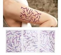 Asixxsix 3 Sheets Temporary Tattoos Stickers, Water proof Fluorescent Gradient Purple Glow In The Dark Tattoo Sticker, Movie Anime Cosplay Stickers Prop for Party Makeup Dance