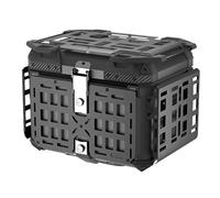 Asixxsix 45L Motorcycle Top Case, Universal Aluminum Expandable Tail Box with Dual Locks and Leather Lining Water Proof Trunk Storage Case for Helmet and Luggage Storage