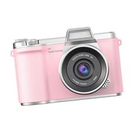 Asixxsix 4K Digital Camera, 48MP 1080P Mirrorless Camera with 8X Zoom, 2.4inch Flip Screen, Flash, Auto Focus, Compact for Beginners YouTube Vlogging Creator Outdoor Travel (Pink)