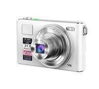 Asixxsix 4K Digital Camera, 64MP Portable Compact Travel Camera, Anti Shake Vlogging with 5X Optical Zoom 3 Inch Touch Screen 1200mAh Battery for Photography Beginner (White)