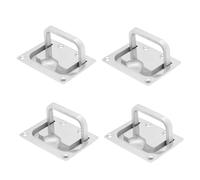 Asixxsix 4PCS Square Flush Pull Ring Handles, 316 Stainless Steel Recessed Boat Hatch Latch Cabinet Flush Mount Lifting Ring Pull Handle, Flush Mount Cabinet Pulls for Furniture