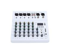 Asixxsix 6 Channel DJ Mixer, Professional Audio Mixer with BT MP3 Player, 48V Phantom Power, BT, Guitar Amp, Mini Mixer for Streaming, Podcast, Recording, Home Studio, DJ Karaoke (White)