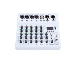 Asixxsix 6 Channel DJ Mixer, Professional Audio Mixer with BT MP3 Player, 48V Phantom Power, BT, Guitar Amp, Mini Mixer for Streaming, Podcast, Recording, Home Studio, DJ Karaoke (White)
