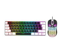 Asixxsix 61 Key RGB Illuminated Keyboard, Wired Mechanical Feel Ergonomic Gaming Keyboard with Multi Color Backlight and Adjustable Tilt Feet, Optical (Black Center White Frame)