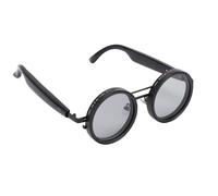 Asixxsix AI Smart Glasses, Bluetooth Wireless 114 Language Translation Sunglasses with Grey Round Adjustable Lens, Built in Meeting Recording, Open Ear Audio Eyewear for Women Men (Black Frame)