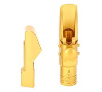 Asixxsix Asixxsix Alto Sax Mouthpiece, Gold Plated Brass 8C Alto Sax Mouthpiece, E Flat Saxophone with Cap and Beginners