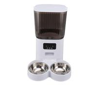 Asixxsix Automatic Cat Feeder, 5L Capacity Cat Food Dispenser, Pet Feeder for Cats and Dogs, 304 Stainless Steel Food Bowl Dry Food Dispenser (Double Bowl with Camera)