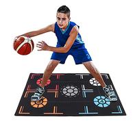 Asixxsix Basketball Footstep Training Mat, 2mm Foldable Basketball Training Mat Dribble Silent Sports Auxiliary Props Rubber Basketball Training System for Home Office Kids Teens, Black