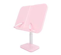 Asixxsix Book Stand, Adjustable Height Book Holder Cookbook Stand with Page Clips for Recipe Cookbooks Magazines Tablets Multifunctional Display Ergonomic Reading Posture Support (Pink)