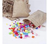 Asixxsix Burlap Gift Bags, 10 Pack 8 X 12 Inch Soft Linen Drawstring Pouches With Color Matching Strings for Jewelry Trinkets Wedding Party Favors Diy Crafts